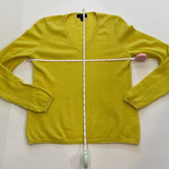 Charter Club Yellow 100% Cashmere V-Neck Long Sleeve Sweater, M - Picture 7 of 9